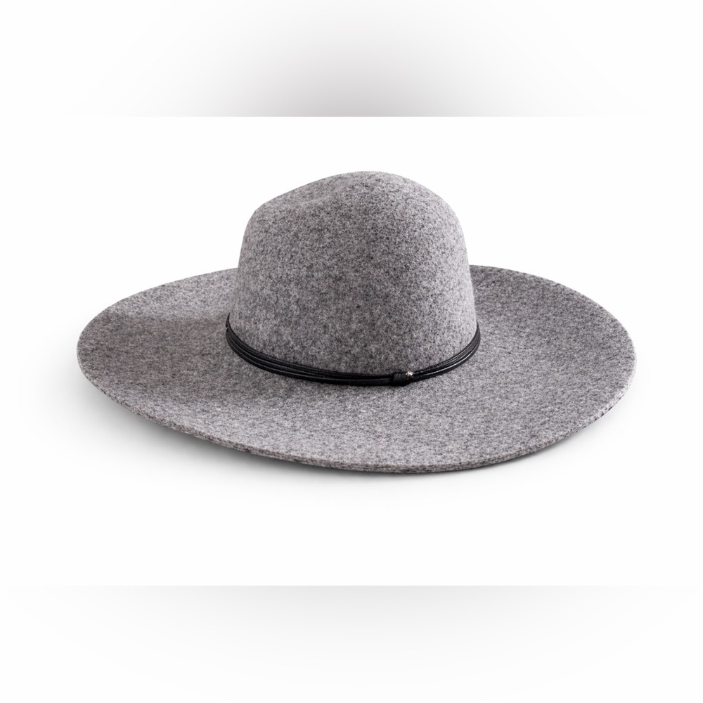 Nordstrom Gray 100% Wool Wide-Brim Hat